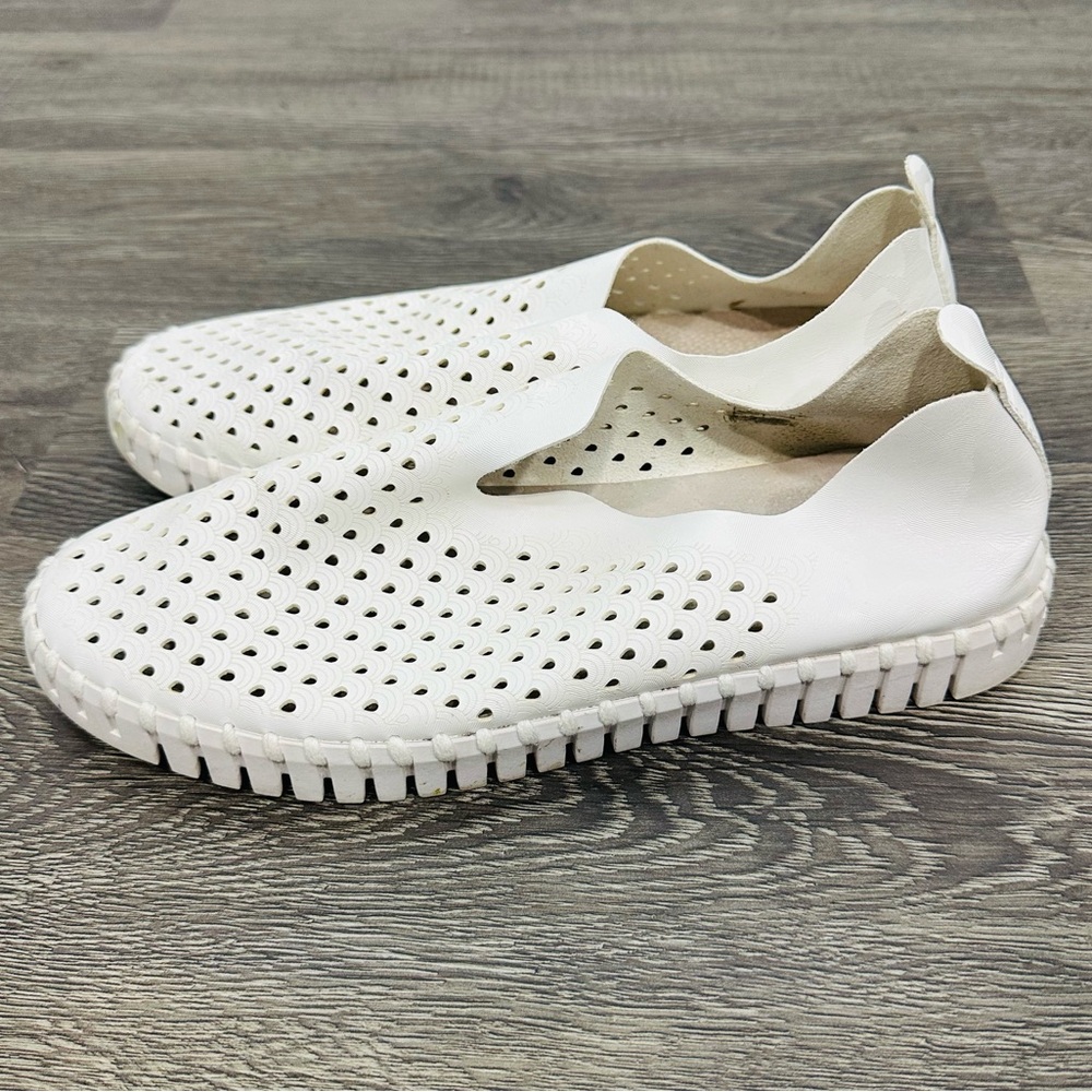Ilse Jacobsen White Perforated Leather Slip-On Sneakers